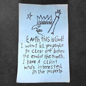 Earth This Is God Vintage 1970s Humor Satire Poster Print Religious Funny Art